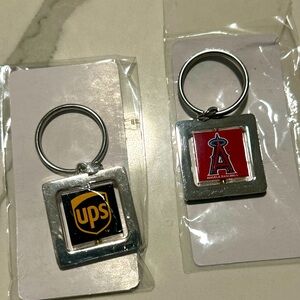 Anaheim Angels Baseball & UPS Double sided Keychain New Set of 2